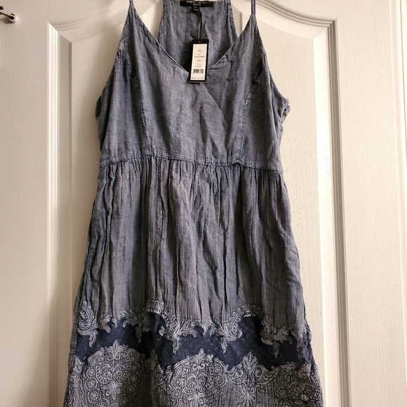 Chambray Embroidered Sun Dress - Picture 1 of 4